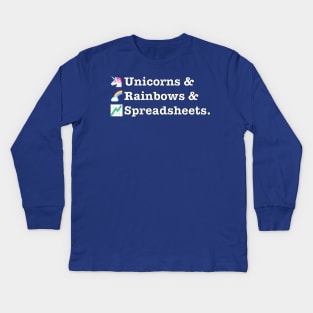 Funny Excel/Spreadsheet: Unicorns, Rainbows Kids Long Sleeve T-Shirt